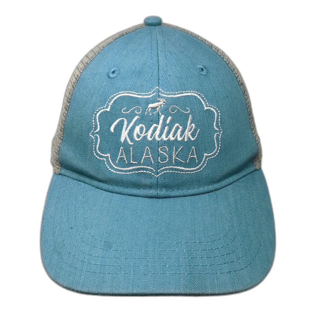 Ace USA Trucker Hat Blue One Size Kodiak Alaska Moose Mesh Back Snapback Travel